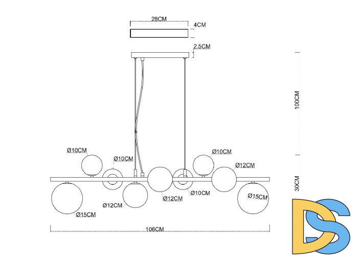 Подвесная люстра Arte Lamp Gemini A2243SP-9BK