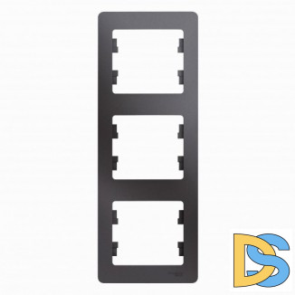 Рамка 3-ая (тройная) вертикальная, Графит, серия Glossa, Schneider Electric