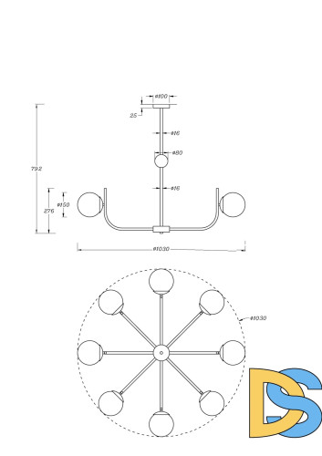 Подвесная люстра Maytoni Rendez-vous MOD109PL-08BS