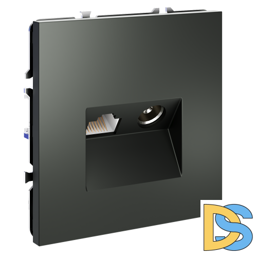 Розетка телевизионная встраиваемая VOLTUM S70 TV+RJ45 кат. 6, (титан)