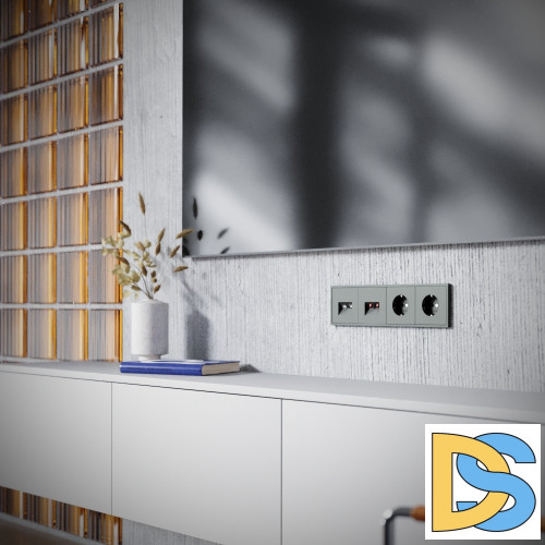 Розетка телевизионная встраиваемая VOLTUM S70 TV+RJ45 кат. 6, (титан)