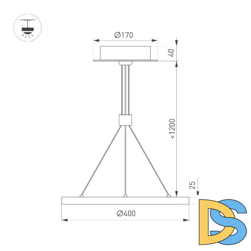 Подвесной Подвесной светильник Arlight SP-CONGO-CAN-1-R400-24W Day4000 (WH, 120 deg, 230V) 046213
