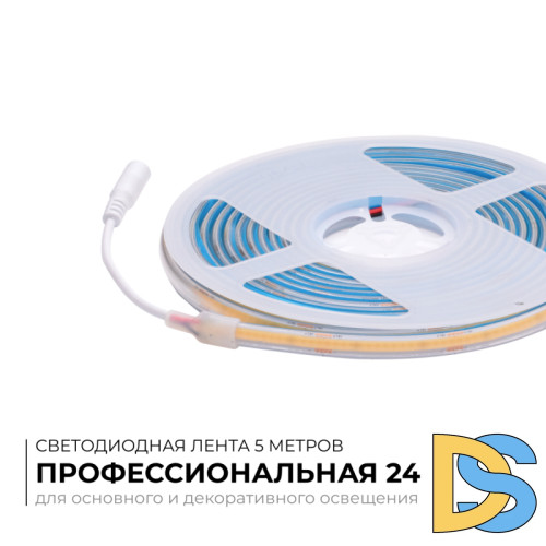 Светодиодная влагозащищенная лента Apeyron 12W/m 320LED/m COB дневной белый 5M 00-391