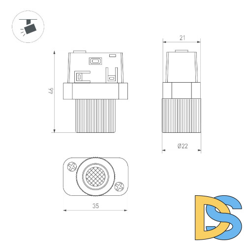 Трековый магнитный светильник Arlight MAG-ORIENT-BABY-R22-2W Day4000 (BK, 24 deg, 48V) 046621
