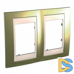 Рамка 2-ая (двойная), Золото/Бежевый (пластик), серия Unica, Schneider Electric