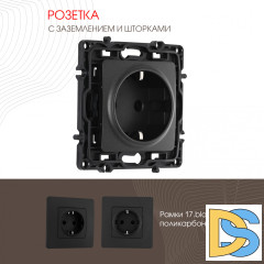 Розетка с заземлением и шторками Arte Milano 217.40-1.black