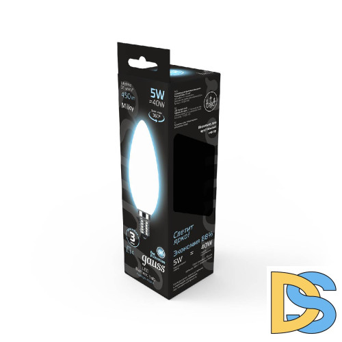 Лампа светодиодная филаментная Gauss E14 5W 4100К матовая 103201205