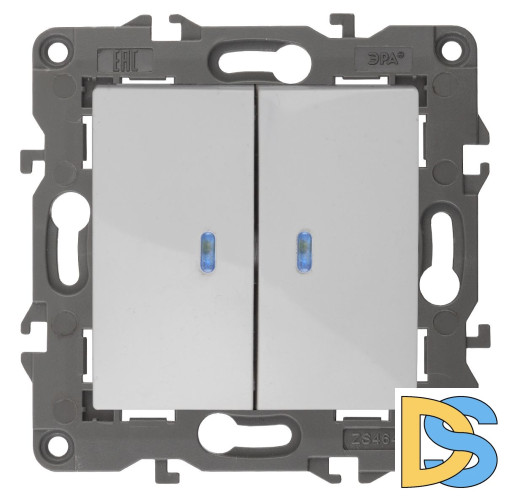 Выключатель двойной с подсветкой Эра 14-1105-01 Б0034237