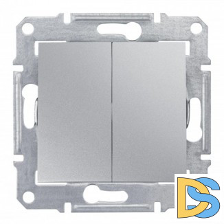 Выключатель 2-клавишный проходной (с двух мест), Алюминий, серия Sedna, Schneider Electric