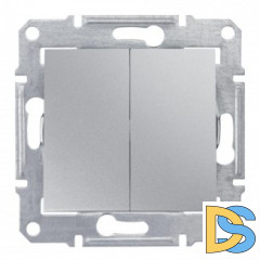 Выключатель 2-клавишный проходной (с двух мест), Алюминий, серия Sedna, Schneider Electric