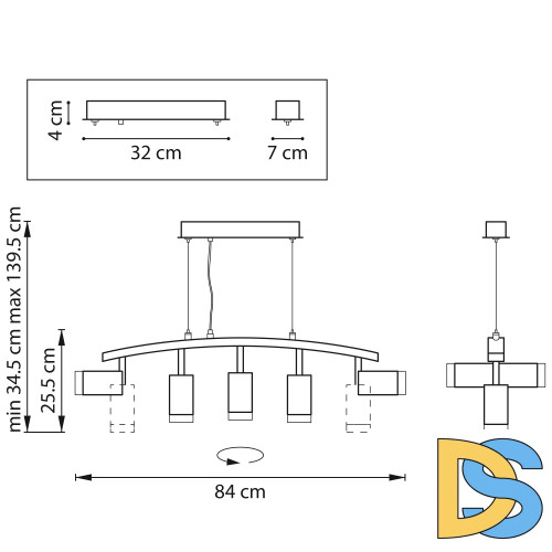 Подвесной светильник Lightstar Rullo LR7353723630 (571735+214437-2+214436-3+202430-5)