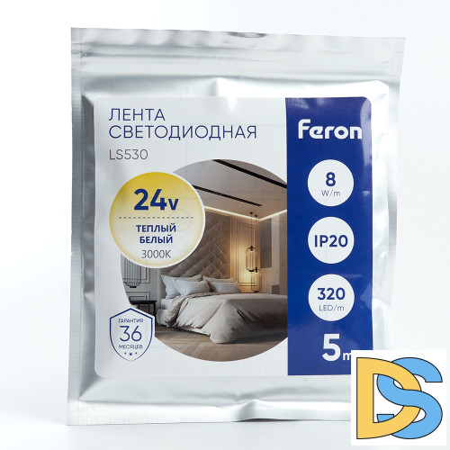 Светодиодная лента Feron LS530 24В 2110 10Вт/м 3000K 5м IP20 48263