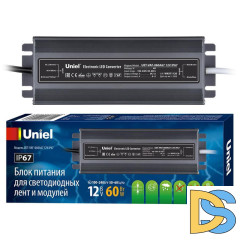 Блок питания Uniel 12V 60W IP67 5A UET-VAF-060A67 12V IP67 UL-00007575
