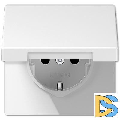 Розетка 2K+З cо шторками и крышкой Jung LS1520KIKLWW