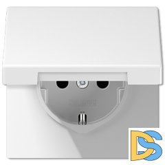 Розетка 2K+З cо шторками и крышкой Jung LS1520KIKLWW
