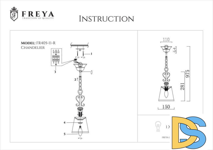 Подвесной светильник Freya Driana FR2405-PL-01-BZ