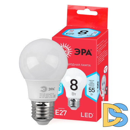 Лампа светодиодная Эра E27 8W 4000K LED A55-8W-840-E27 R Б0052382