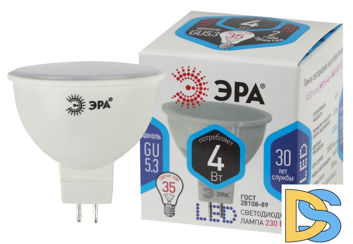 Лампа светодиодная Эра GU5.3 4W 4000K LED MR16-4W-840-GU5.3 Б0017747