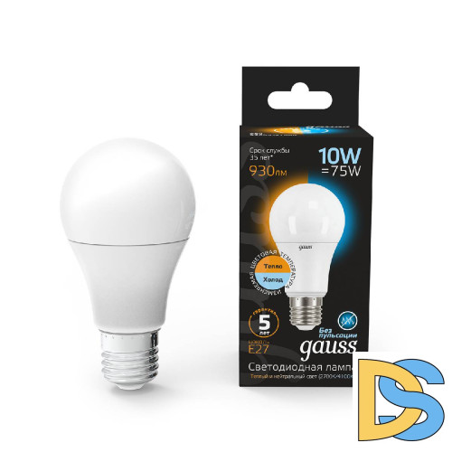 Лампа светодиодная Gauss E27 10W 2700-4100K матовая 102502110-T