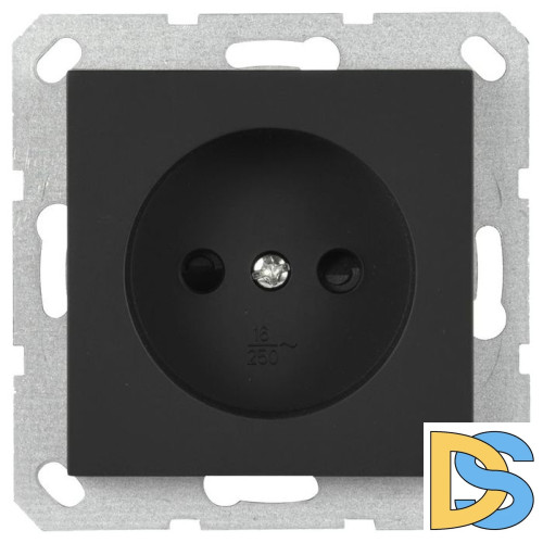 Розетка Jasmart без заземления с защитными шторками 16A 250V 2P черный матовый (soft touch) G5503PB