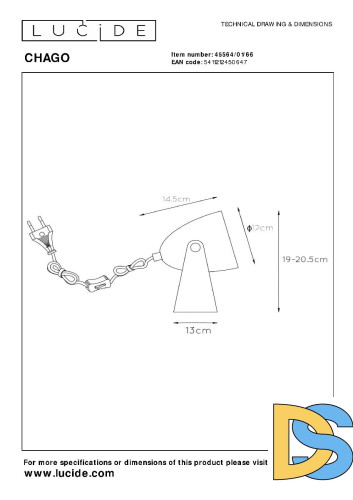 Настольная лампа Lucide Chago 45564/01/66