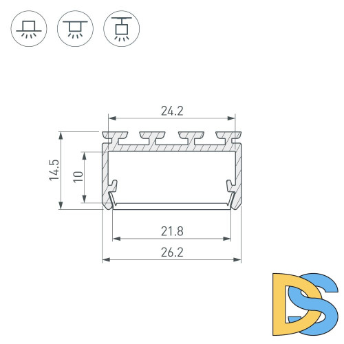 Алюминиевый профиль Arlight PLS-LOCK-H15-3000 ANOD 044843
