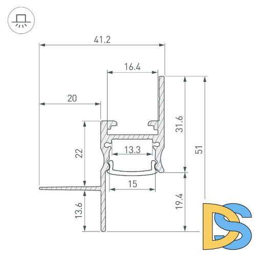Алюминиевый профиль Arlight СEIL-S14-SHADOW-T-3000 BLACK 045555