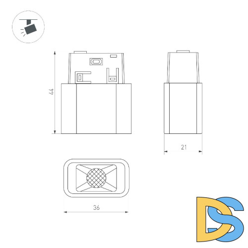 Трековый магнитный светильник Arlight MAG-ORIENT-BABY-S36x21-2W Day4000 (BK, 24 deg, 48V) 046622