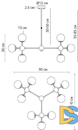 Люстра на штанге Arte Lamp Bolla A1664SP-12GO