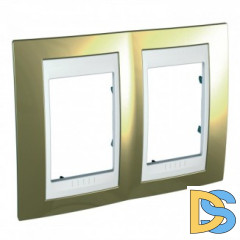 Рамка 2-ая (двойная), Золото/Белый (пластик), серия Unica, Schneider Electric