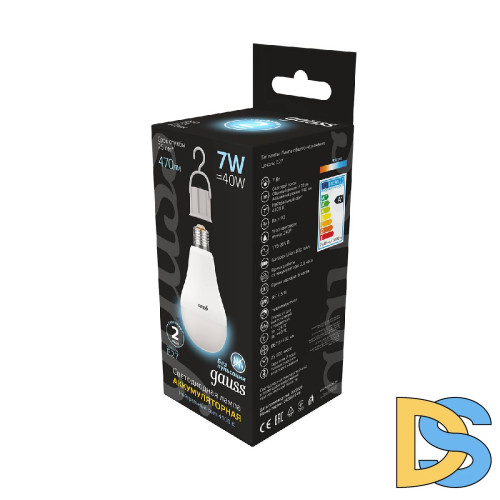 Лампа светодиодная аккумуляторная Gauss E27 7W 4100K матовая 102402207