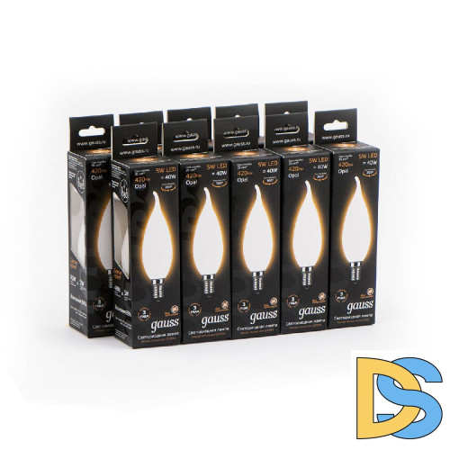 Лампа светодиодная филаментная Gauss E14 5W 2700К матовая 104201105