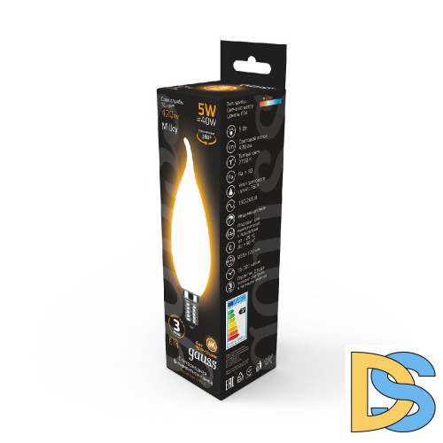 Лампа светодиодная филаментная Gauss E14 5W 2700К матовая 104201105