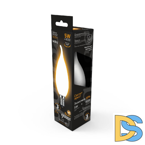Лампа светодиодная филаментная Gauss E14 5W 2700К матовая 104201105