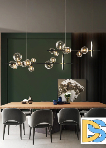 Подвесная люстра Delight Collection Art Deco Bubble KG1233P-7 black/clear