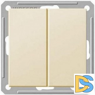 Выключатель 2-клавишный проходной (с двух мест), Бежевый, серия Wessen 59, Schneider Electric