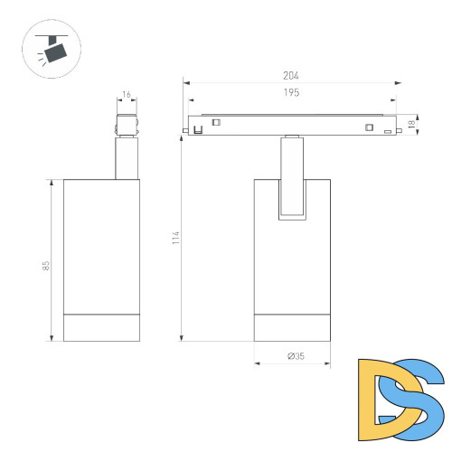Трековый магнитный светильник Arlight MAG-ORIENT-SPOT-R35-6W Day4000-MIX (BK, 24 deg, 48V, DALI) 041880