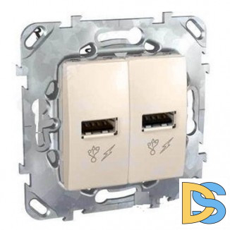 Розетка USB 2-ая 1000 мА (для подзарядки), Бежевый, серия Unica, Schneider Electric