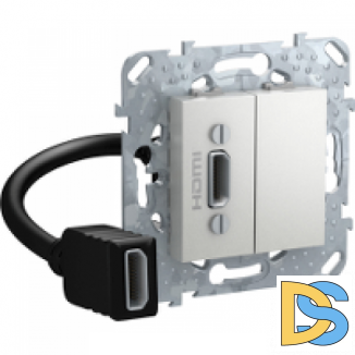 Розетка HDMI 1-ая (разветвительный кабель), Алюминий, серия UNICA TOP/CLASS, Schneider Electric