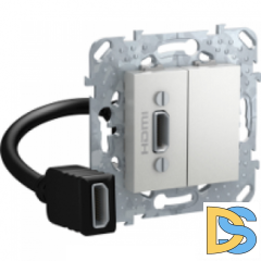 Розетка HDMI 1-ая (разветвительный кабель), Алюминий, серия UNICA TOP/CLASS, Schneider Electric