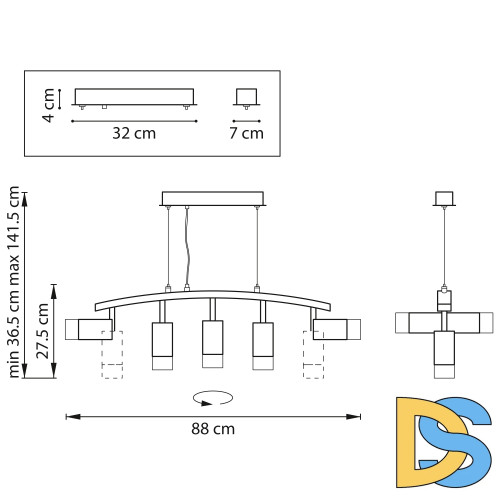 Подвесной светильник Lightstar Rullo LR7353723631 (571735+214437-2+214436-3+202431-5)