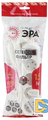 Сетевой фильтр Эра USF-M-4es-1.5m-W Б0019741