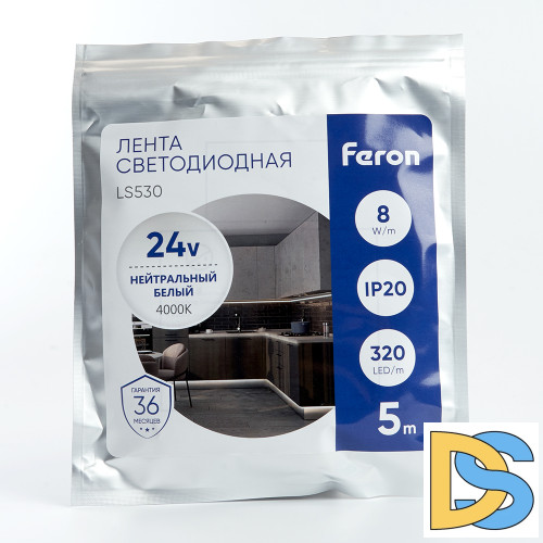 Светодиодная лента Feron LS530 24В 2110 10Вт/м 4000K 5м IP20 48264
