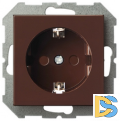 Розетка с заземлением, со шторками Epsilon коричневый