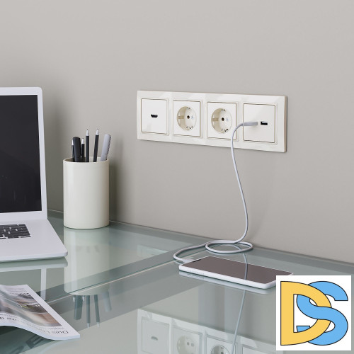 Розетка с заземлением и шторками Werkel (слоновая кость) W1171103