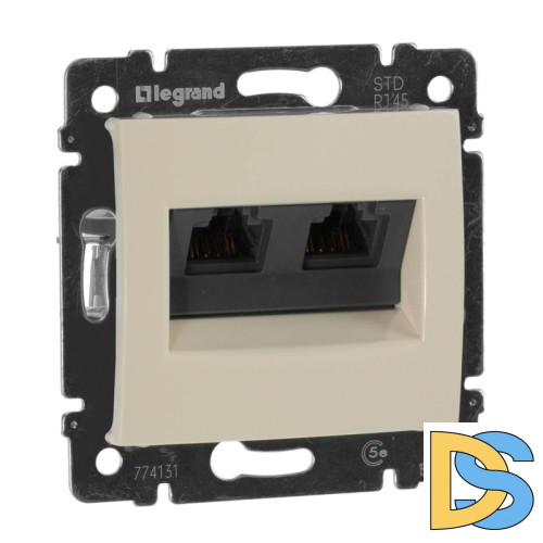 Розетка компьютерная 2хRJ45 Legrand Valena 5e кат UTP с захватами слоновая кость 774131