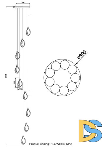 Каскадная люстра Crystal Lux FLOWERS SP9