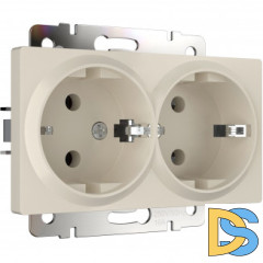 Розетка двойная с заземлением (айвори матовый) W1172062