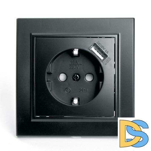 Розетка 1-местная с USB Stekker PST16-9011-03 с защитной шторкой 39480