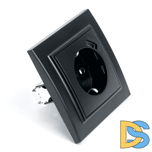 Розетка 1-местная с USB Stekker PST16-9011-03 с защитной шторкой 39480